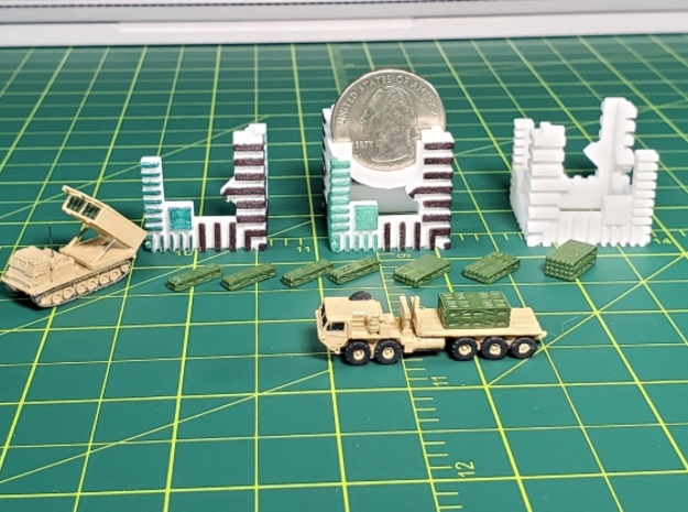1 to 285 MLRS pod 4 pod stack in Smooth Fine Detail Plastic