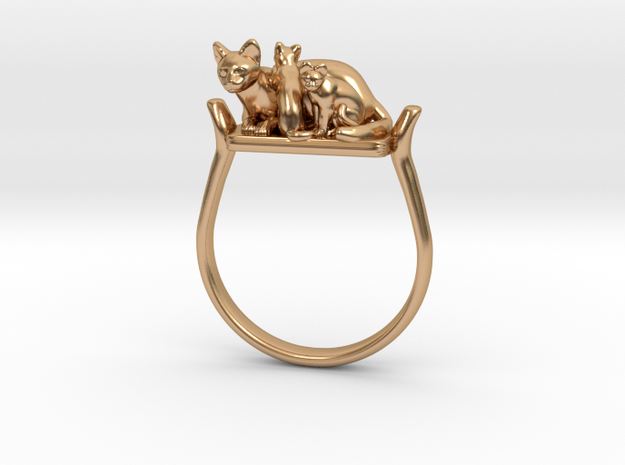 Egyptian Cat Ring, Variant 3, Sz. 4-13 in Polished Bronze: 9 / 59