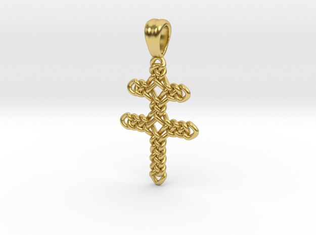 Patriarchal cross AKA Cross of Lorraine [Pendant] in Polished Brass