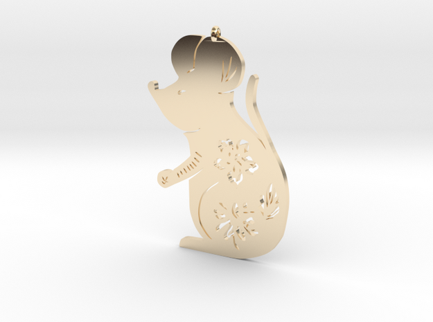 Chinese zodiac RAT sign pendant in 14k Gold Plated Brass