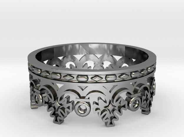 Prince crown ring in Fine Detail Polished Silver