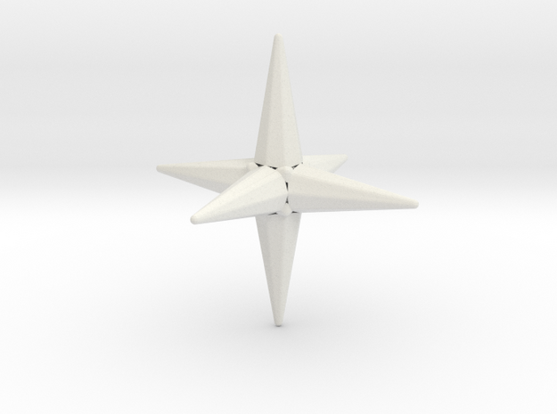 01. Tetradyakis Hexahedron - 1 inch V1 in White Natural Versatile Plastic