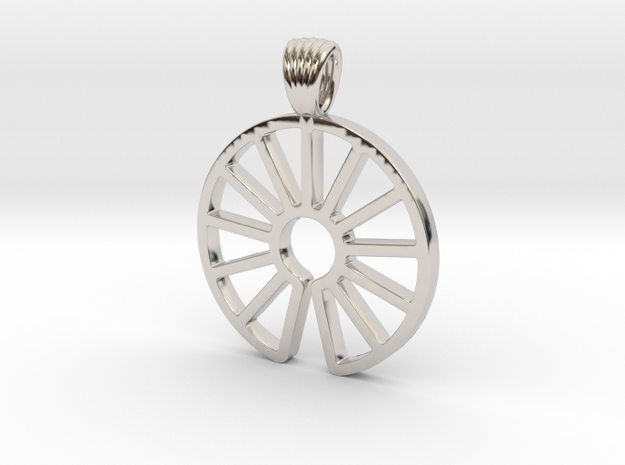 Wheel of Sun [pendant] in Rhodium Plated Brass