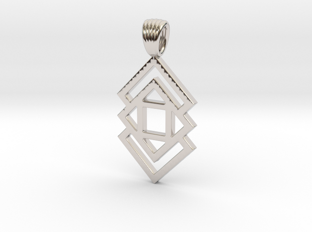 Triple square [pendant] in Rhodium Plated Brass