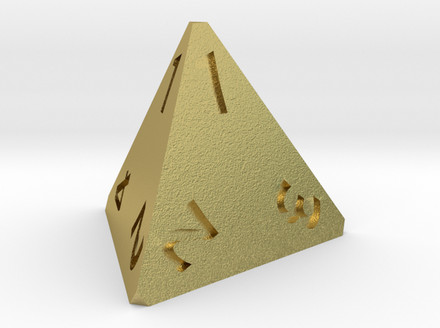 4 sided dice (d4) 20mm dice in Natural Brass