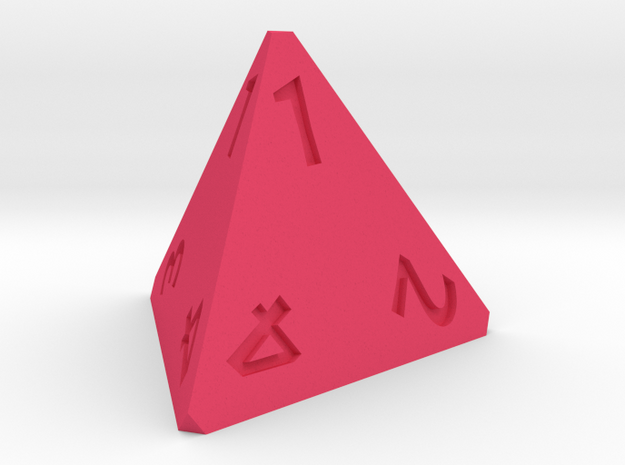4 sided dice (d4) 30mm dice in Pink Processed Versatile Plastic