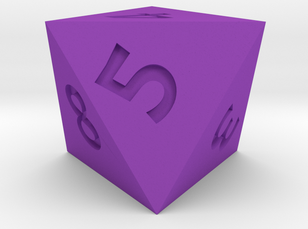 8 sided dice (d8) 30mm dice in Purple Processed Versatile Plastic