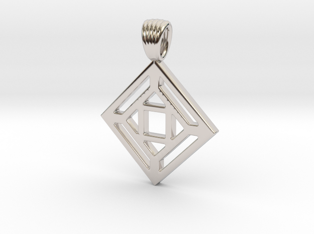 Squares'n arrows [Pendant] in Rhodium Plated Brass