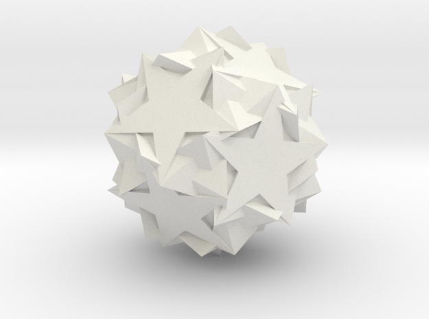 02. Inverted Snub Dodecadodecahedron - 1 in in White Natural Versatile Plastic
