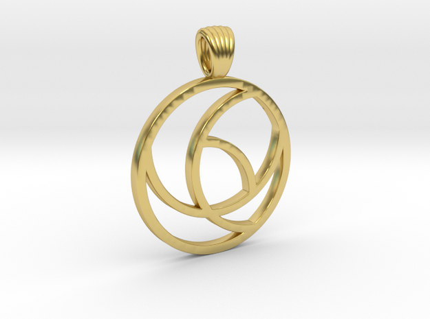 Circle flower [Pendant] in Polished Brass