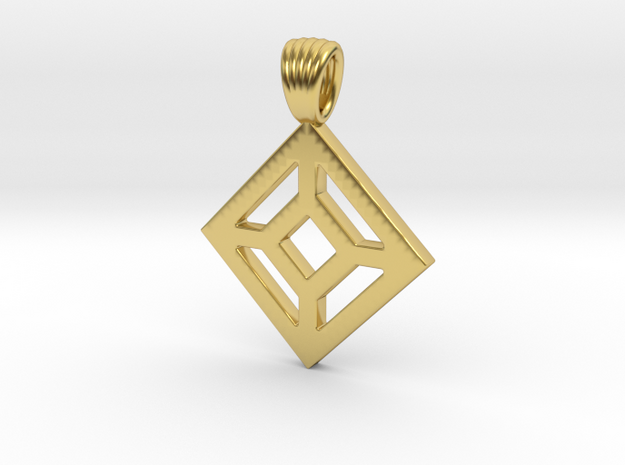 Square in square [Pendant] in Polished Brass