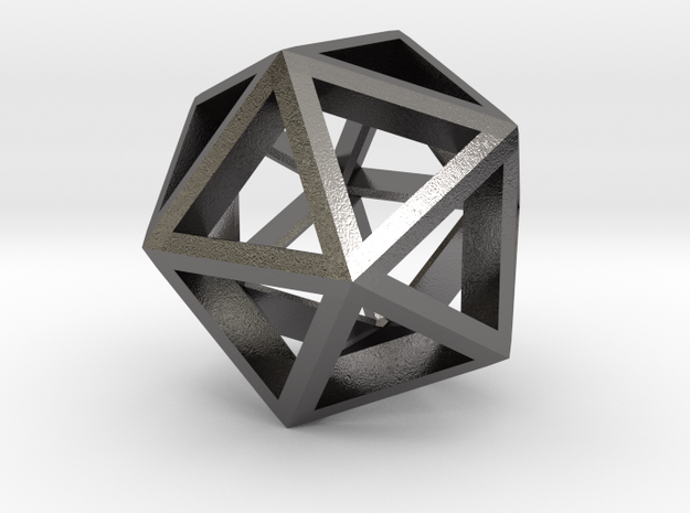 Icosahedron-1inch in Polished Nickel Steel