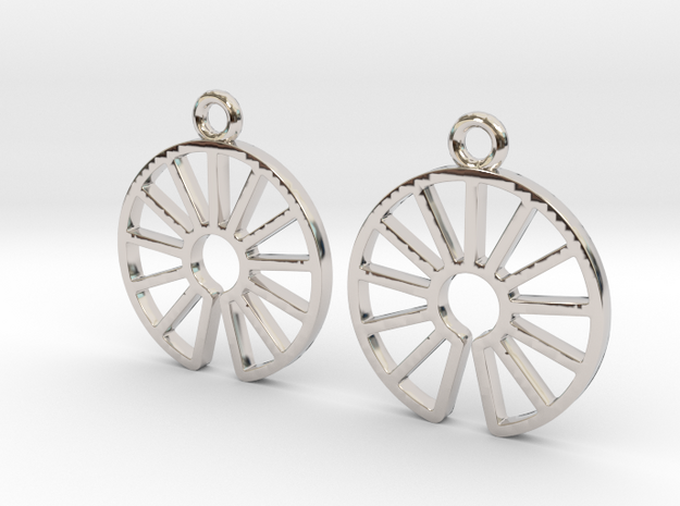 Wheel of Sun [Earrings] in Rhodium Plated Brass