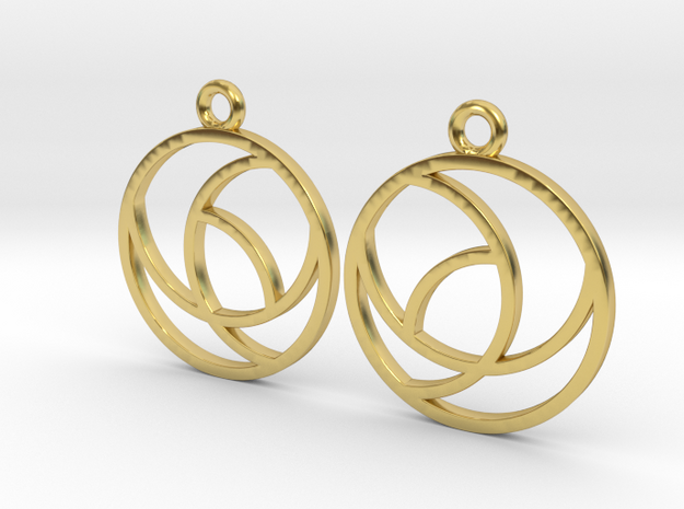 Circle flower [Earrings] in Polished Brass