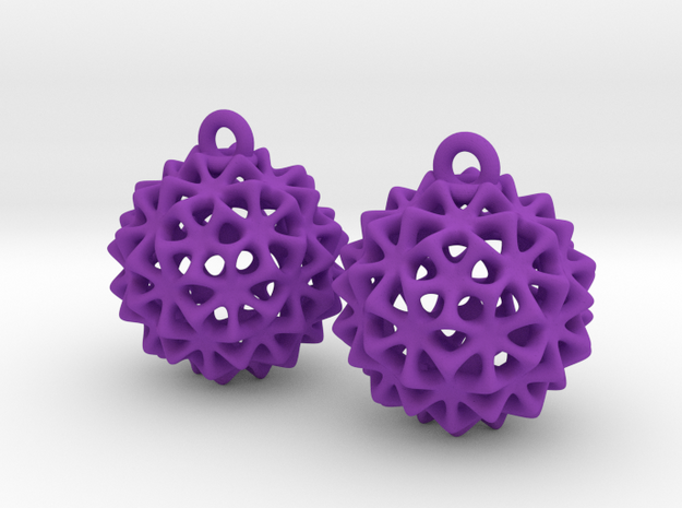 Virus Ball -- Earrings in Nylon in Purple Processed Versatile Plastic