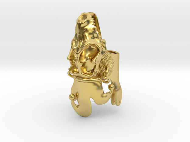 Harley Ring - Hyena Half (Attached Hat 1.0) in Polished Brass: 10.75 / 63.375