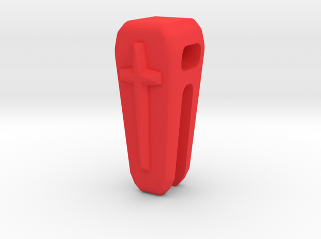 Cross Pendant Clip for Instrument Picks ≤ 0.9mm in Red Processed Versatile Plastic