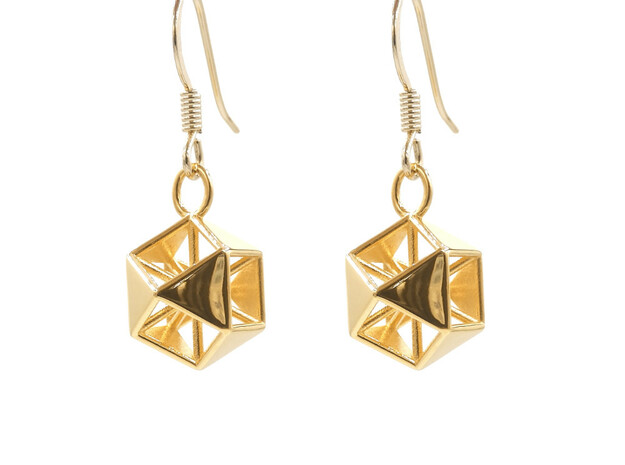 Vector Equilibrium Earrings in Polished Brass