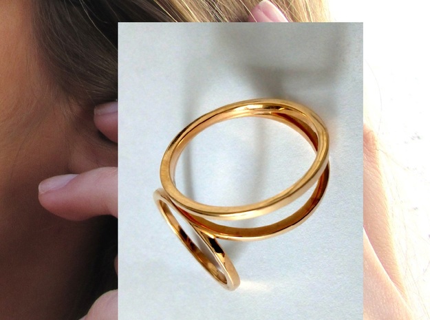 Hoola Hoop ring 02 in 14k Gold Plated Brass: 6 / 51.5