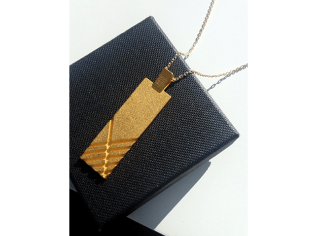 Striped Pendant  in Polished Gold Steel