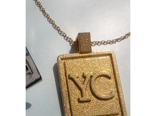 YC Letter Pendant in Polished Gold Steel
