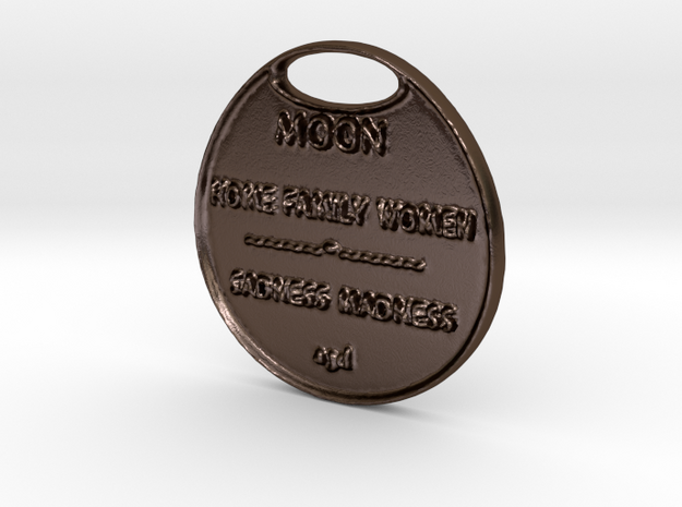 MOON-a3dCOINastrology- in Polished Bronze Steel