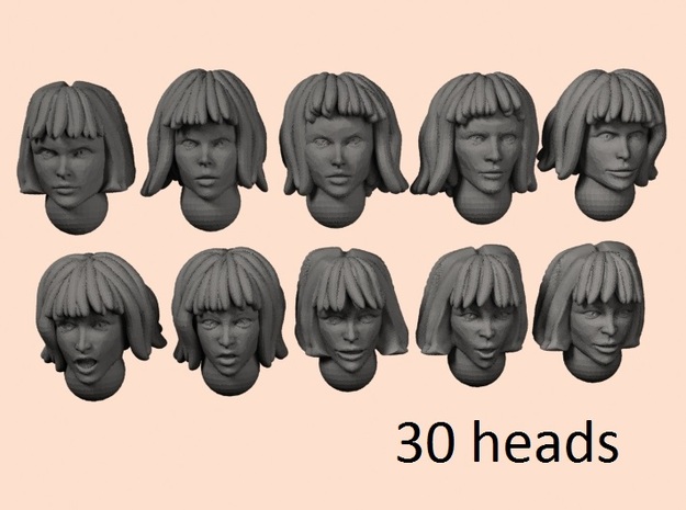 28mm space nun hair heads in Clear Ultra Fine Detail Plastic