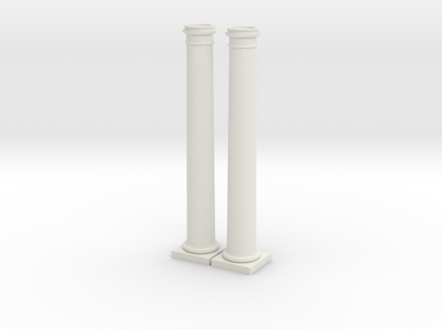 2 Doric Columns14cm high in White Natural Versatile Plastic