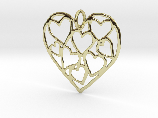 Love all over pendant in 18k Gold Plated Brass