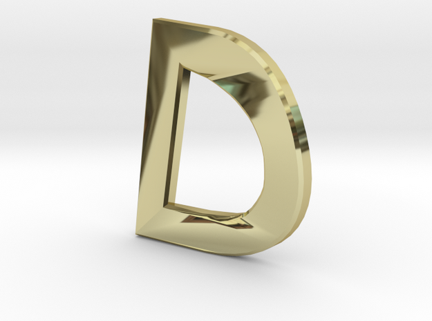Distorted letter D no rings in 18k Gold Plated Brass