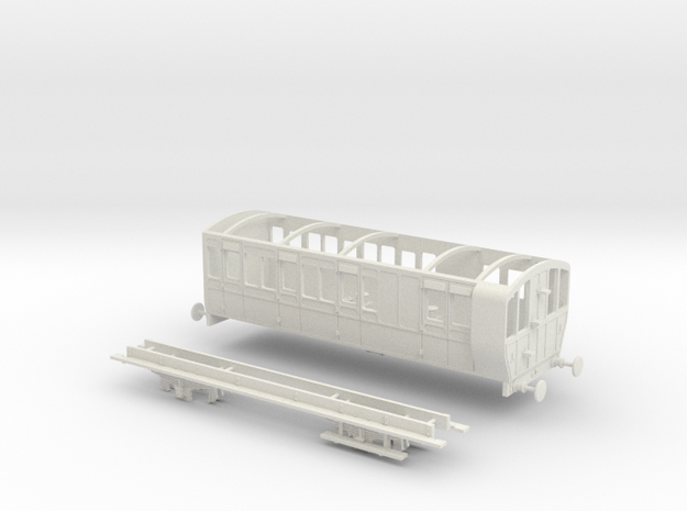 HO LBSCR 4/W Carriage - D34 Brake - W/ Solebars in White Natural Versatile Plastic