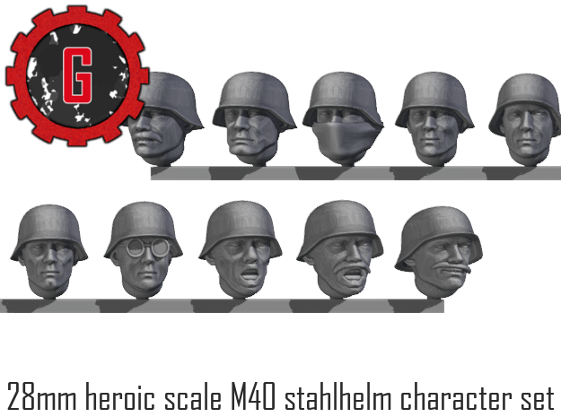 28mm heroic scale m40 stahlhelm character headset in Tan Fine Detail Plastic: Small