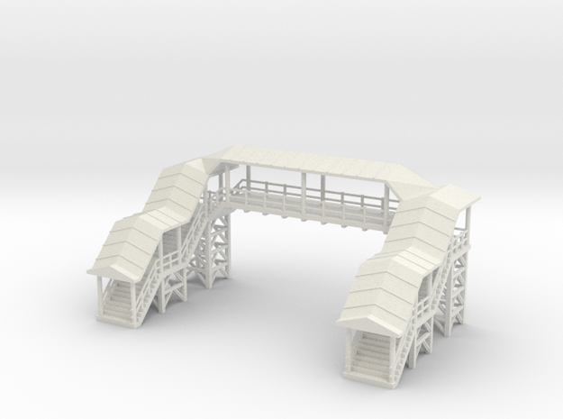 Overhead Footbridge w Cover 1:160 / 1:220 in White Natural Versatile Plastic: 1:160 - N