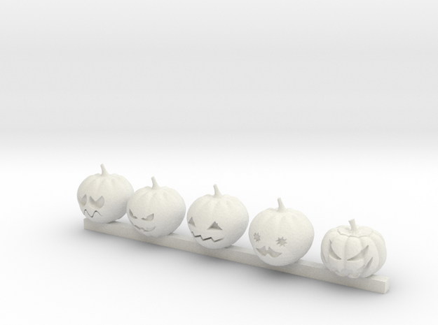 5 S Scale Pumpkins in White Natural Versatile Plastic