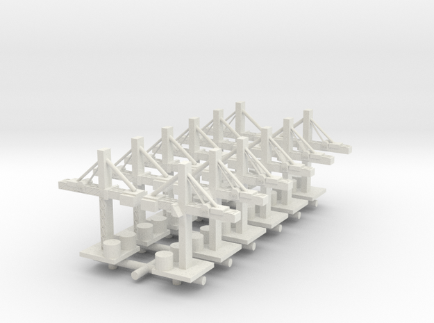 1/285 Single Naval Yard Crane (x12) in White Natural Versatile Plastic