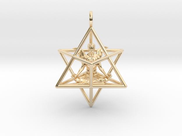 Startetrahedron with Male Angel 40 mm in 14k Gold Plated Brass