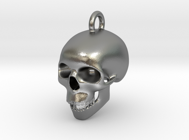 Skull Charm in Natural Silver