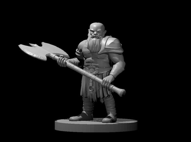 Dwarf Barbarian with Greataxe in Tan Fine Detail Plastic