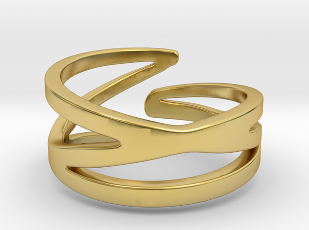 Sinwave Ring [open ring] in Polished Brass