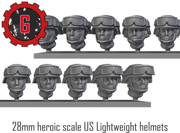 28mm Heroic Scale US Female Combat Helmets in Tan Fine Detail Plastic: Small