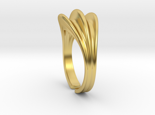 Triple beads ring [sizable] in Polished Brass