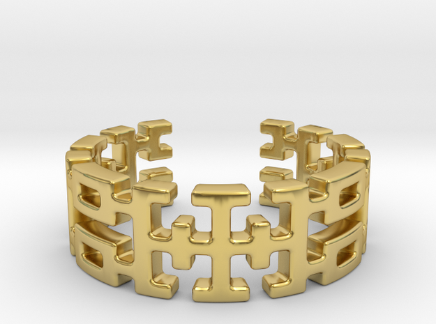 Hilbert curve [open ring] in Polished Brass