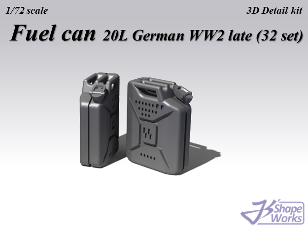 1/72 Jerrycan German WW2 Late (32 set) in Smoothest Fine Detail Plastic