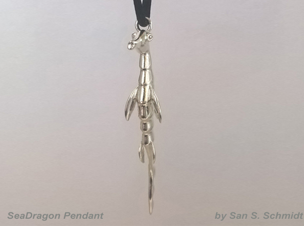 SeaDragon Pendant middle in Natural Silver