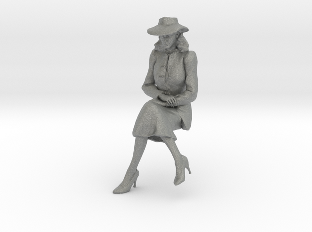 1:20 scale Girl Friday sitting wth hat in Gray PA12