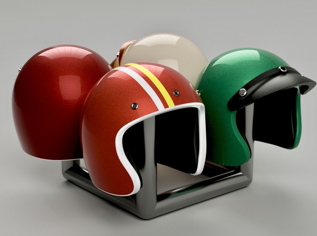 1/64 Scale Vintage Helmets 6mm dia - Set of 4 in Smoothest Fine Detail Plastic