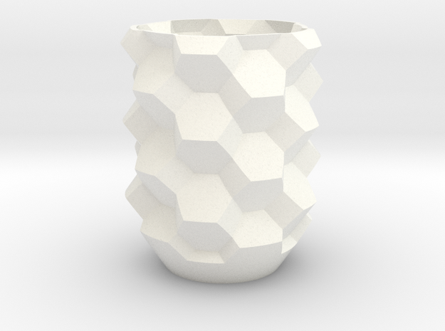 Truncated Octahedron Cup in White Processed Versatile Plastic