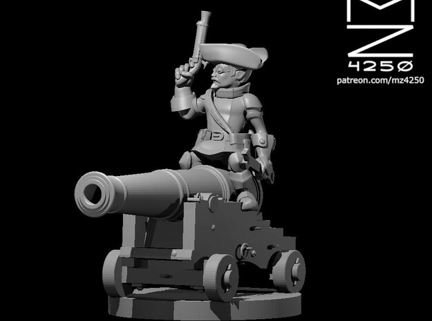Gnome Male Artillerist Artificer on a cannon in Tan Fine Detail Plastic