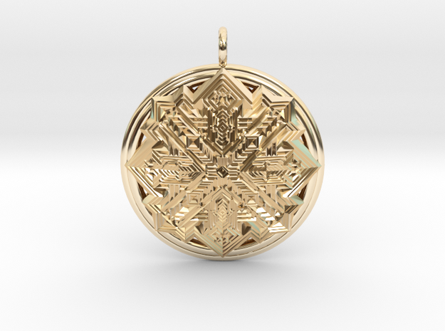 Snowflake Mandala pendant  in 14k Gold Plated Brass