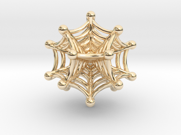 3d Spider net Dodecahedron in 14k Gold Plated Brass